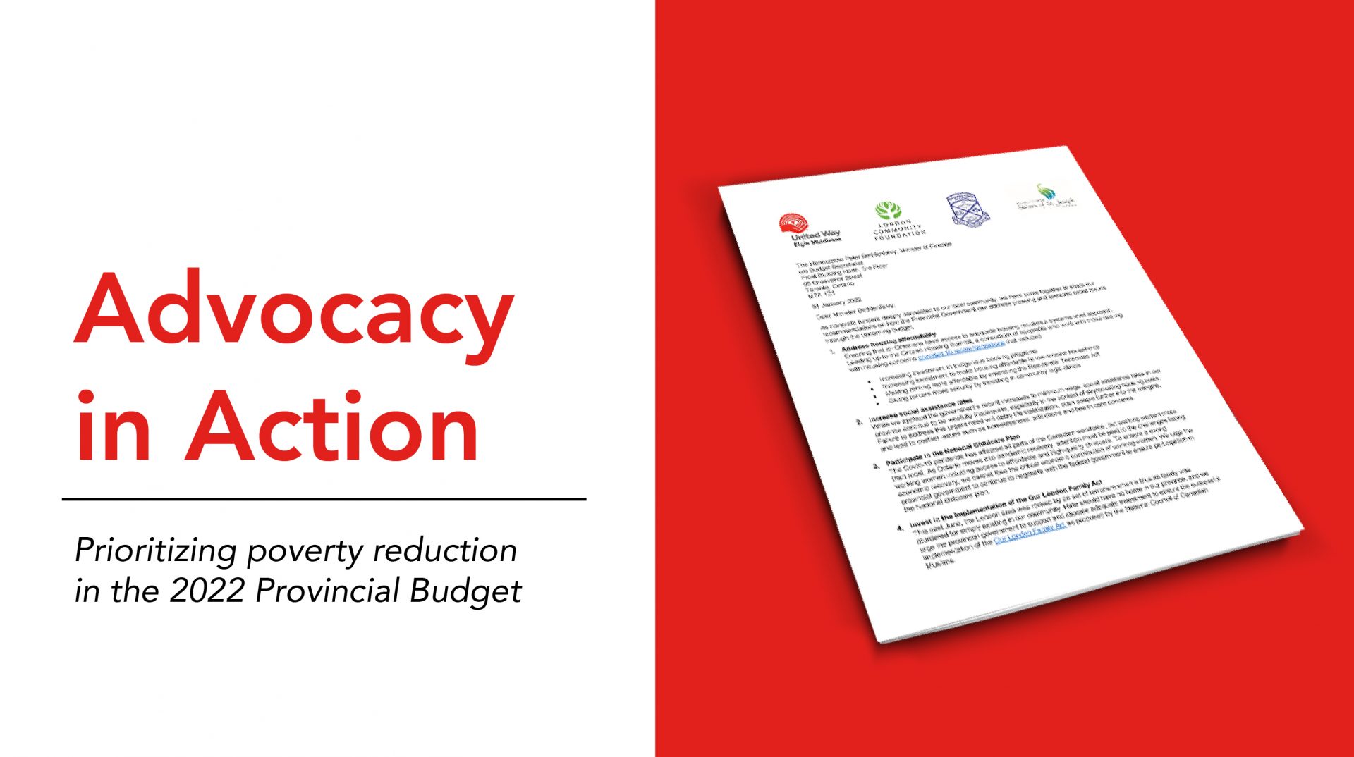 Advocacy in Action. Prioritizing poverty reduction in the 2022 Provincial Budget