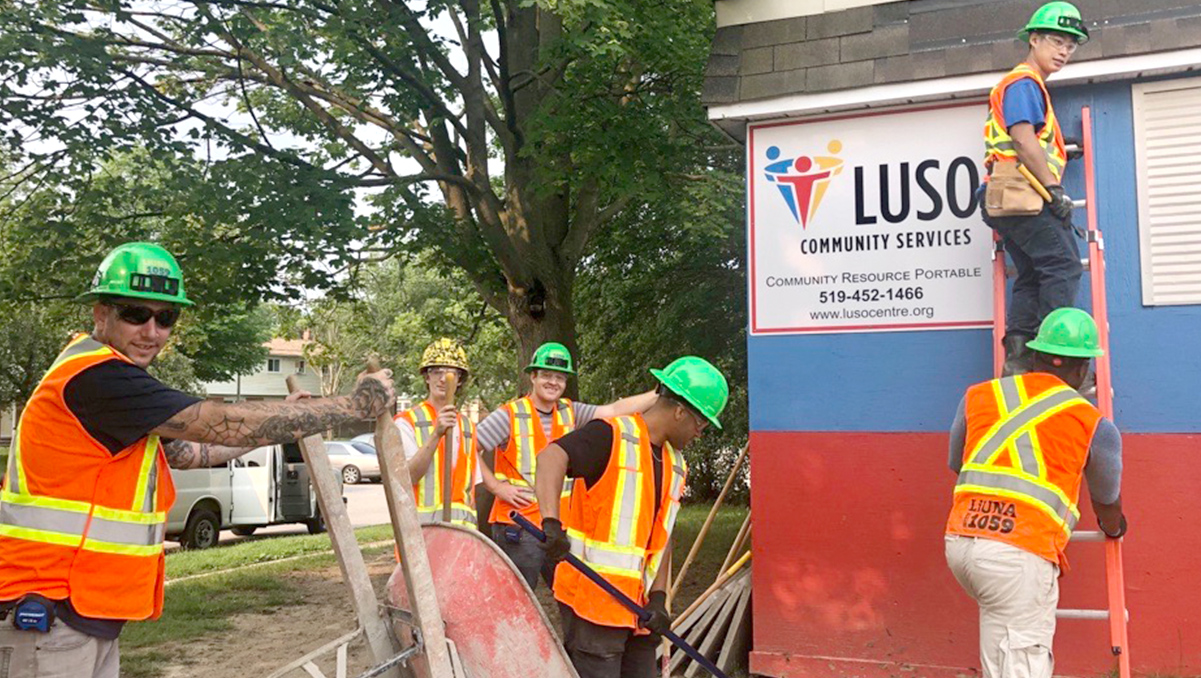 LiUNA 1059 crew working on the LUSO building for Day of Caring.
