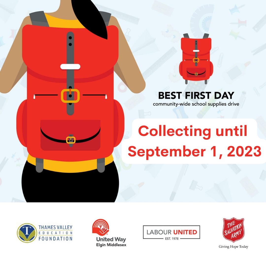 Best First Day school supplies drive United Way Elgin Middlesex