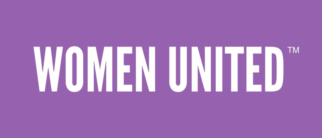 Women United logo, white with purple background